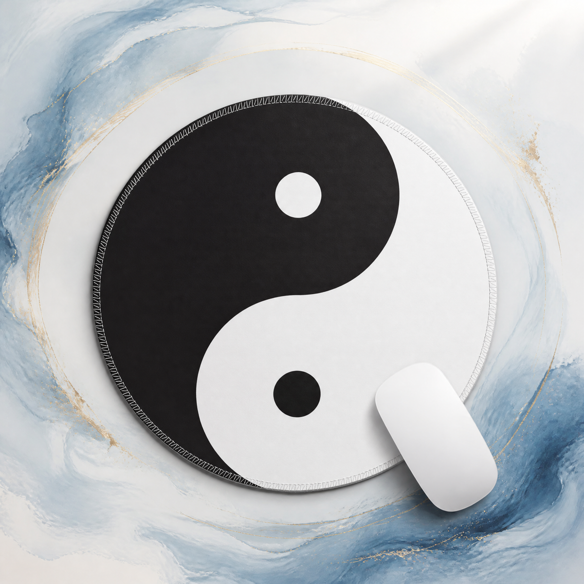 Dao Living： Yin-Yang Round Mouse Pad | Zen Desk Accessory | Non-Slip Gaming & Office Mousepad