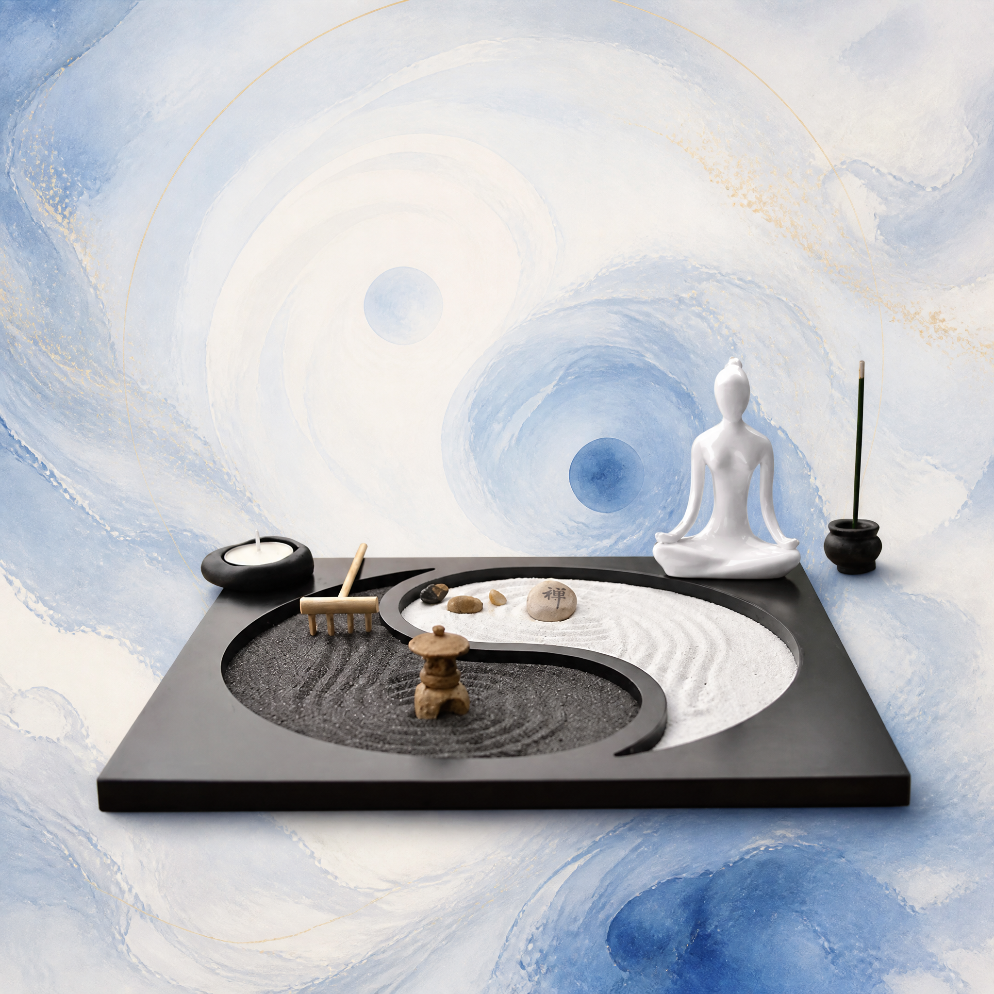 Dao Living：Yin-Yang Zen Sand Garden Set | Desktop Meditation Decor | Mindfulness Gift