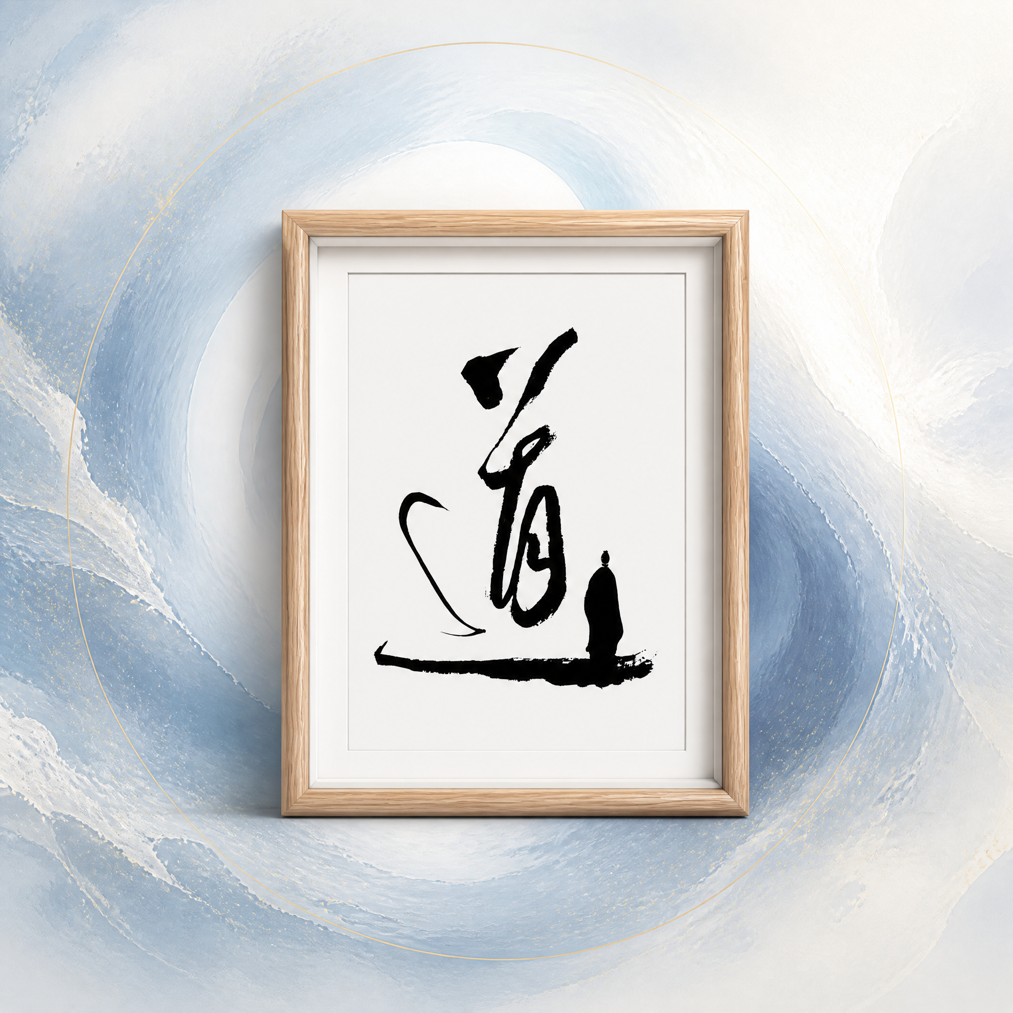 Dao Art "Dao道”Painting One Man Dao 道 Calligraphy Framed Art Print | Zen Ink Brush Wall Decor | Daoist Philosophy Art